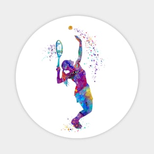 Tennis Girl Watercolor Painting Art Print Gifts Magnet